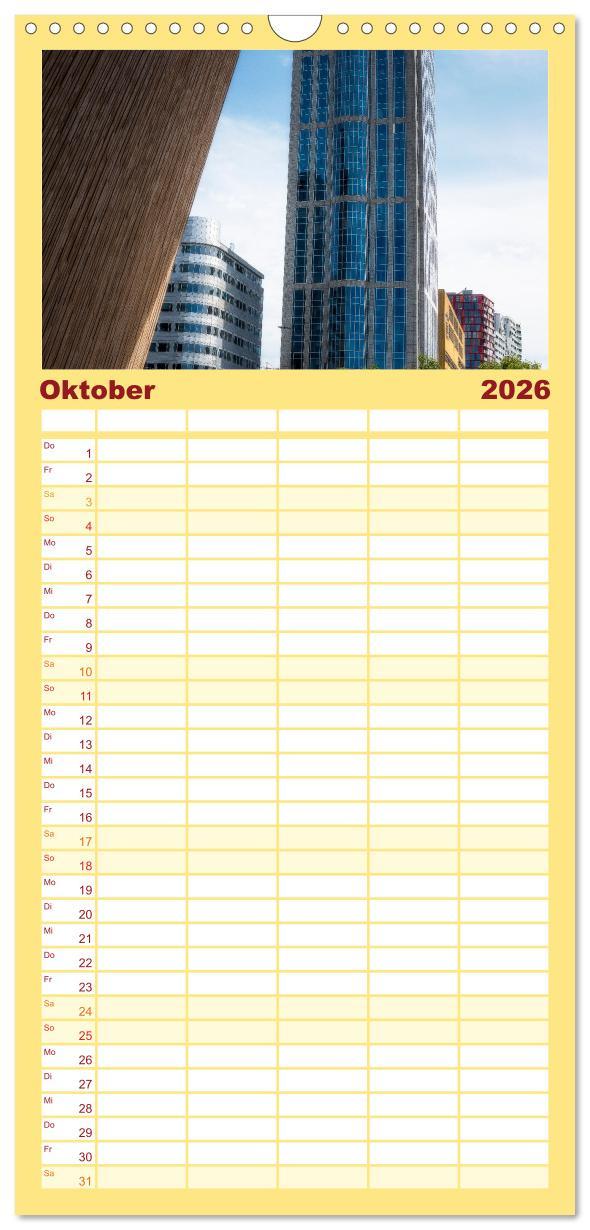 Beispielinhalt (Bild) Familienplaner 2026 - Rotterdam - Die heimliche Hauptstadt der Niederlande mit 5 Spalten (Wandkalender, 21 x 45 cm) CALVENDO