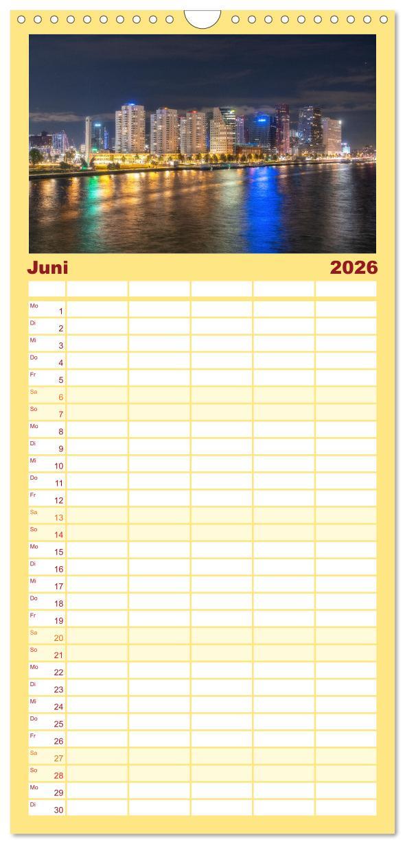 Beispielinhalt (Bild) Familienplaner 2026 - Rotterdam - Die heimliche Hauptstadt der Niederlande mit 5 Spalten (Wandkalender, 21 x 45 cm) CALVENDO