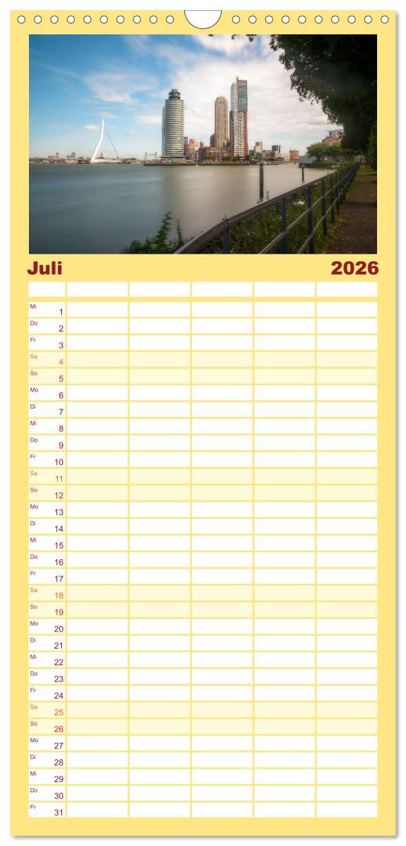 Beispielinhalt (Bild) Familienplaner 2026 - Rotterdam - Die heimliche Hauptstadt der Niederlande mit 5 Spalten (Wandkalender, 21 x 45 cm) CALVENDO