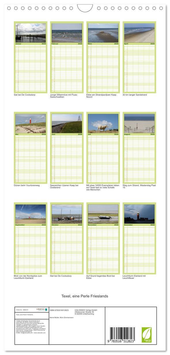 Beispielinhalt (Bild) Familienplaner 2026 - Texel, eine Perle Frieslands mit 5 Spalten (Wandkalender, 21 x 45 cm) CALVENDO