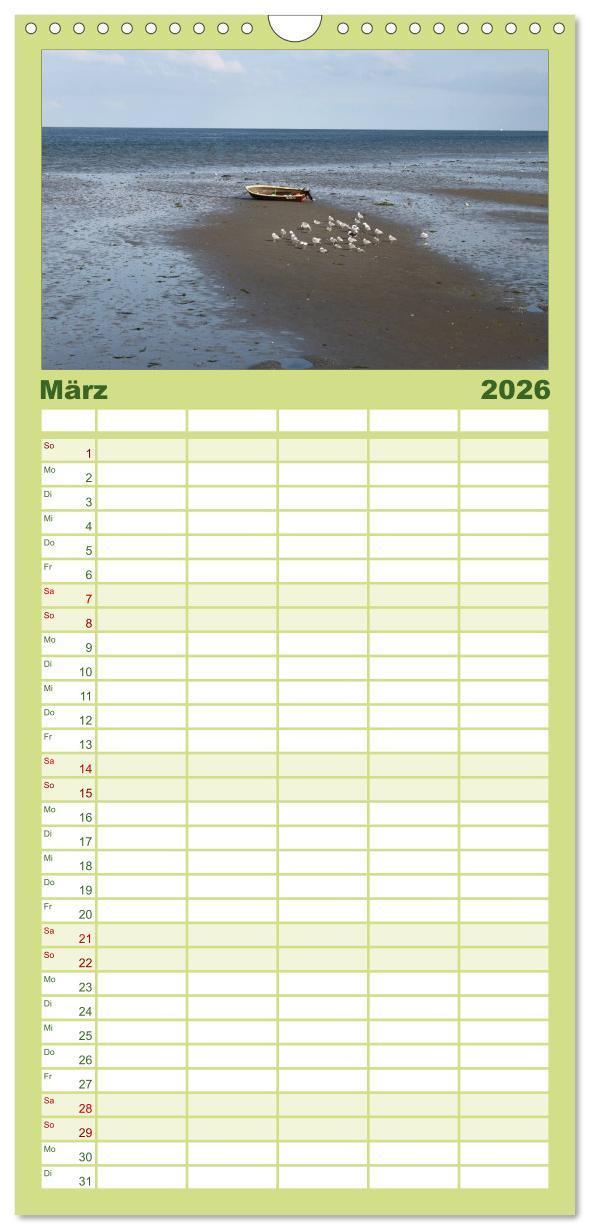 Beispielinhalt (Bild) Familienplaner 2026 - Texel, eine Perle Frieslands mit 5 Spalten (Wandkalender, 21 x 45 cm) CALVENDO