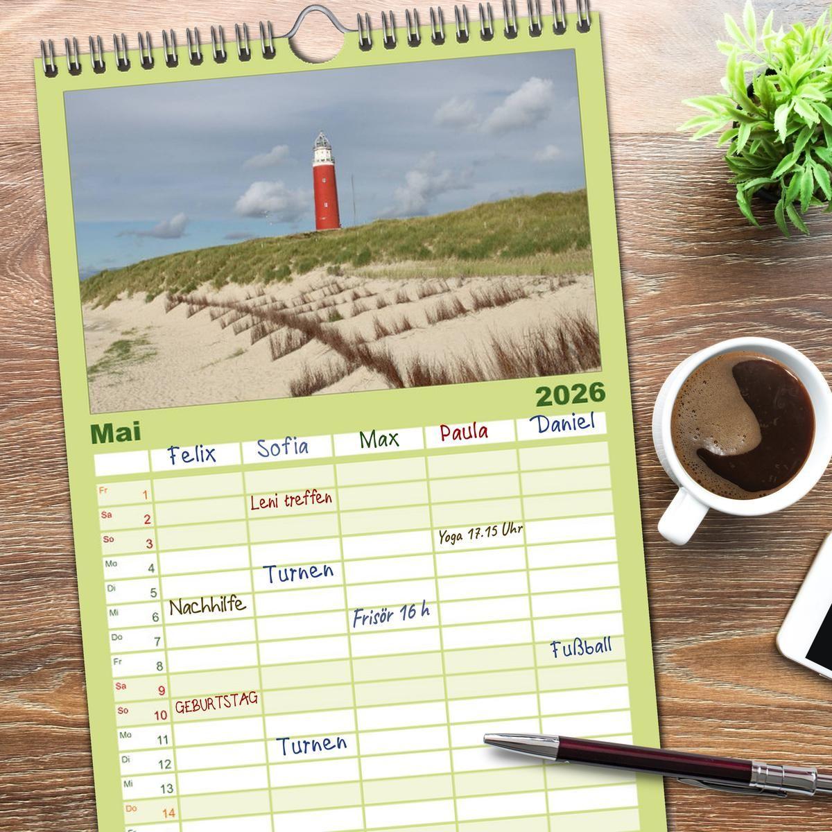 Beispielinhalt (Bild) Familienplaner 2026 - Texel, eine Perle Frieslands mit 5 Spalten (Wandkalender, 21 x 45 cm) CALVENDO