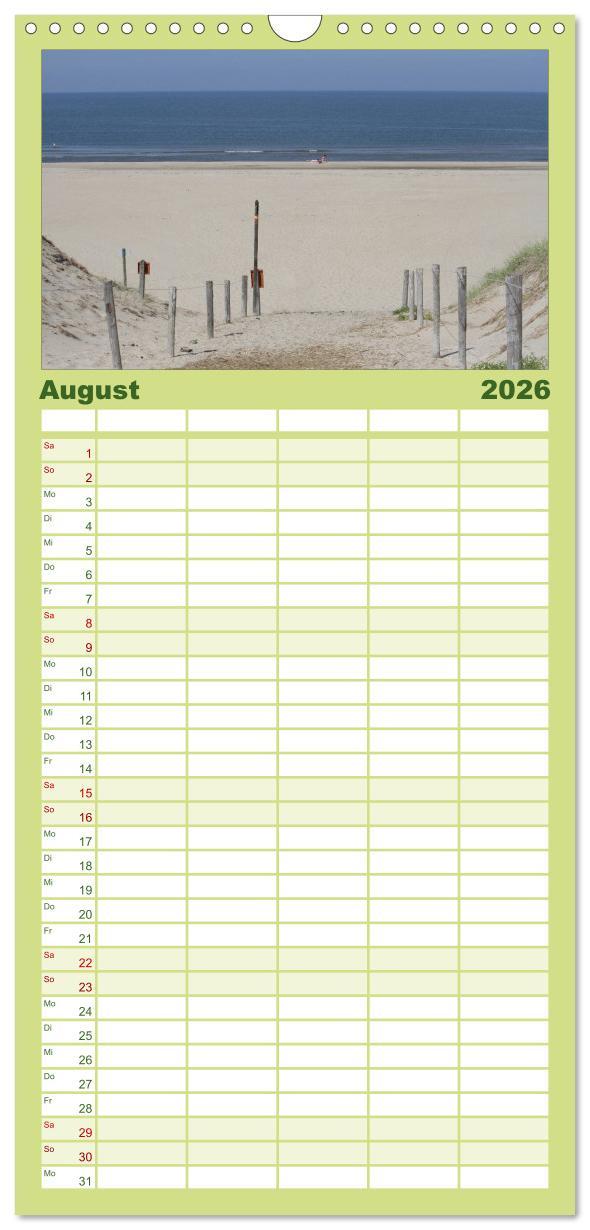 Beispielinhalt (Bild) Familienplaner 2026 - Texel, eine Perle Frieslands mit 5 Spalten (Wandkalender, 21 x 45 cm) CALVENDO