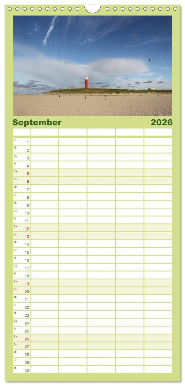 Beispielinhalt (Bild) Familienplaner 2026 - Texel, eine Perle Frieslands mit 5 Spalten (Wandkalender, 21 x 45 cm) CALVENDO