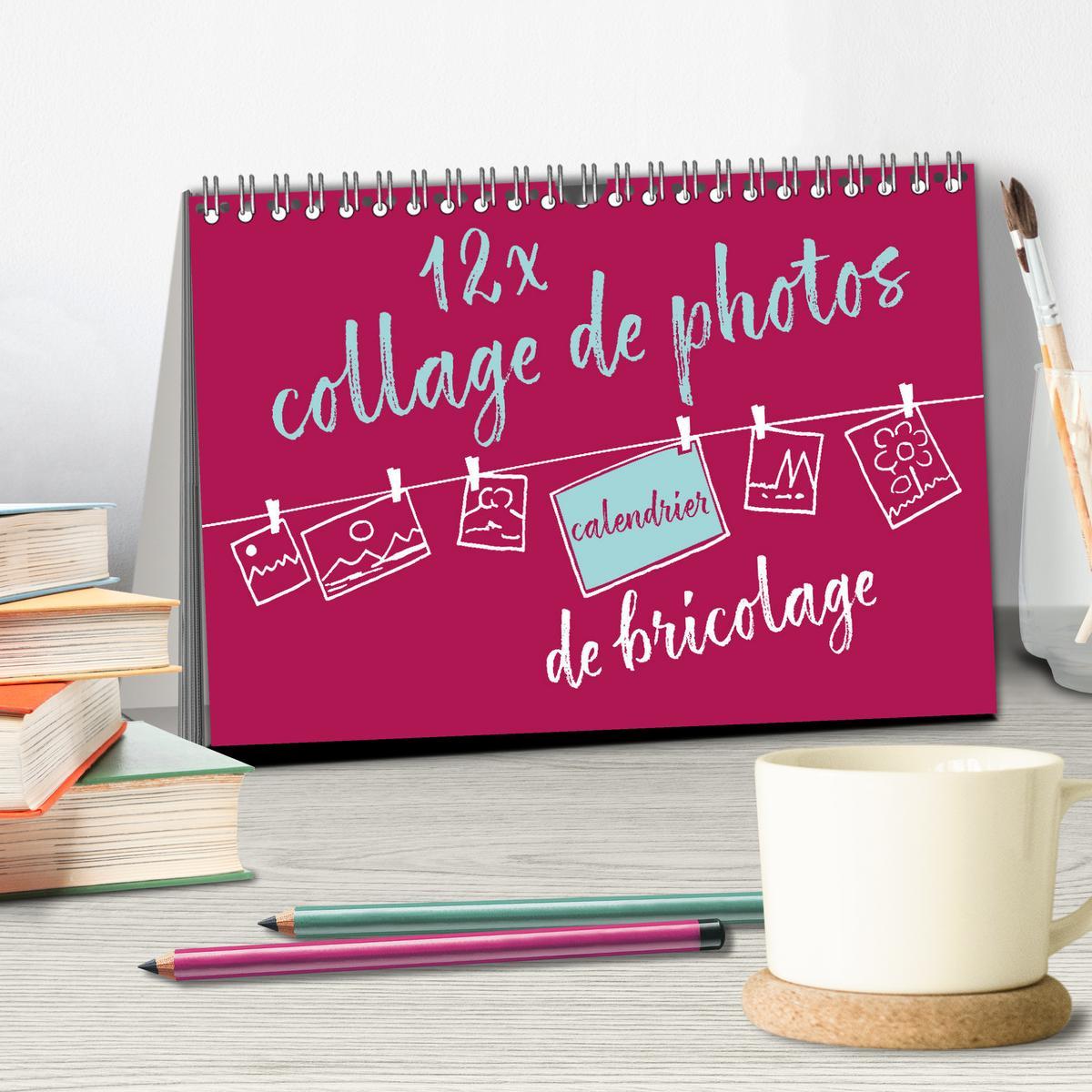 Beispielinhalt (Bild) 12 x collage de photos - calendrier de bricolage (Calendrier de bureau 2026 DIN A5 vertical), CALVENDO calendrier mensuel