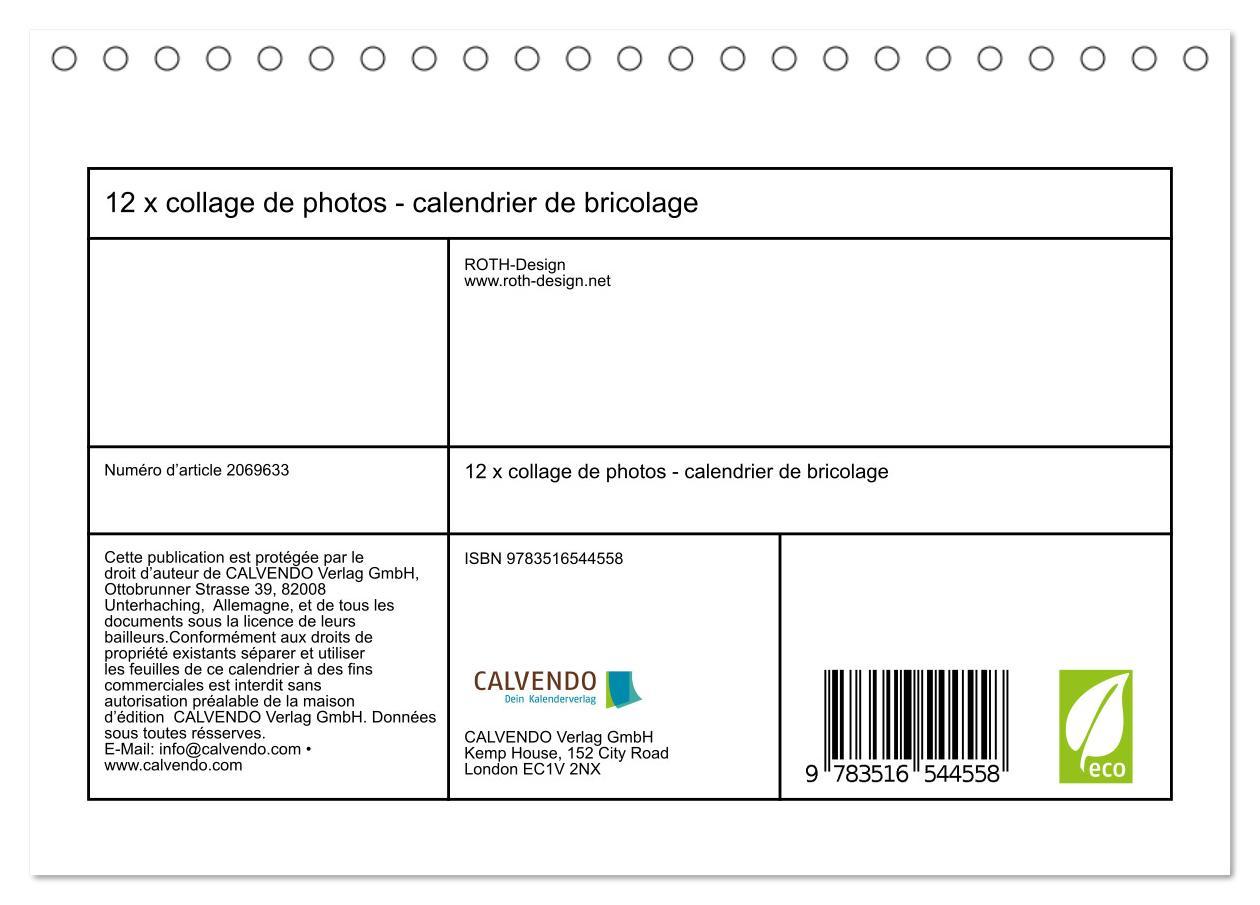 Beispielinhalt (Bild) 12 x collage de photos - calendrier de bricolage (Calendrier de bureau 2026 DIN A5 vertical), CALVENDO calendrier mensuel