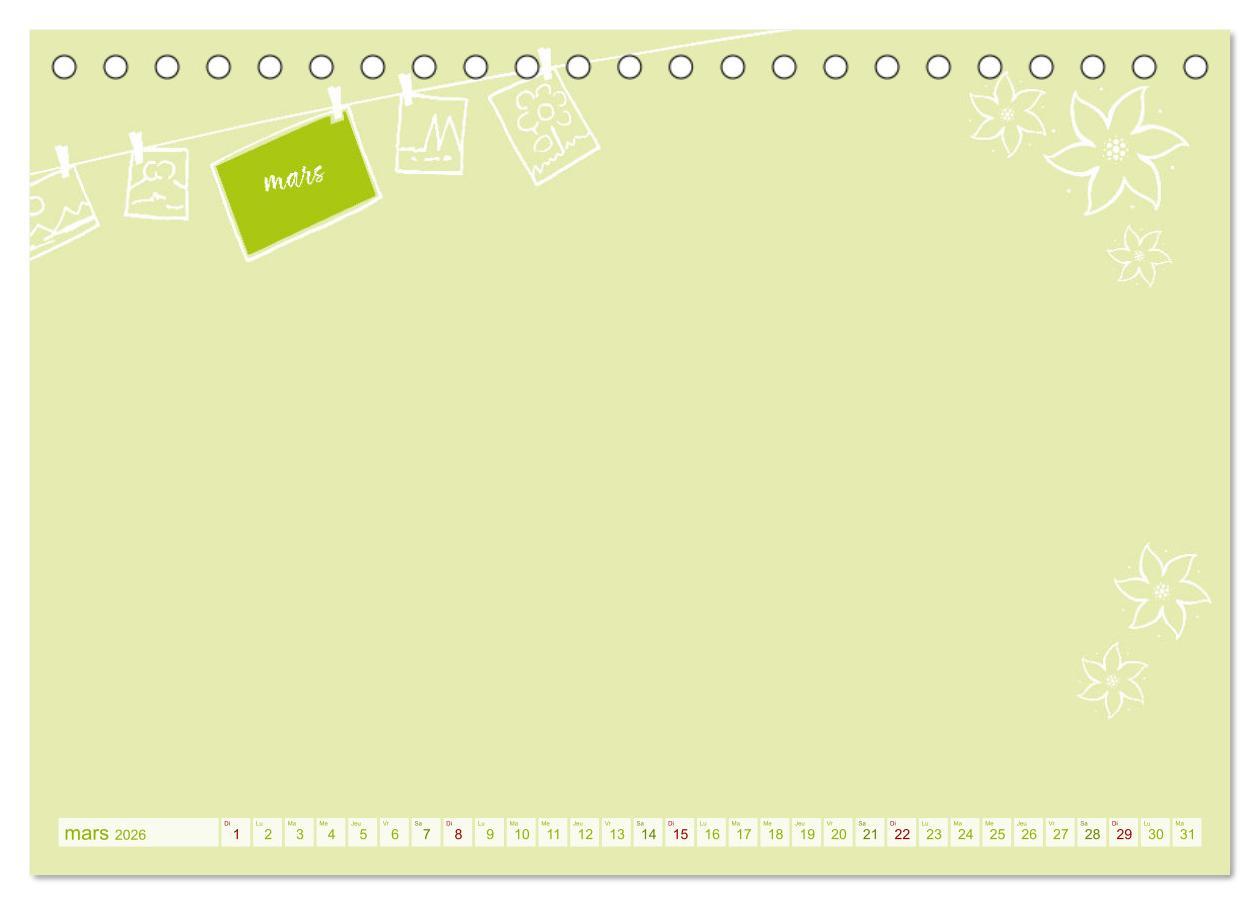 Beispielinhalt (Bild) 12 x collage de photos - calendrier de bricolage (Calendrier de bureau 2026 DIN A5 vertical), CALVENDO calendrier mensuel