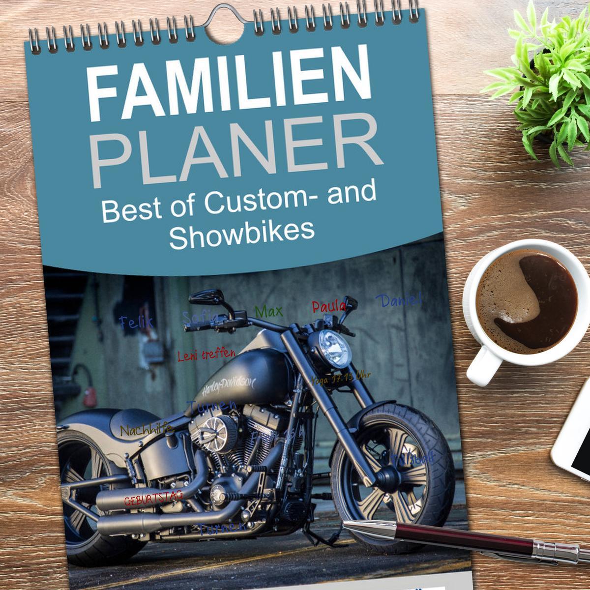 Beispielinhalt (Bild) Familienplaner 2026 - Best of Custom- and Showbikes mit 5 Spalten (Wandkalender, 21 x 45 cm) CALVENDO