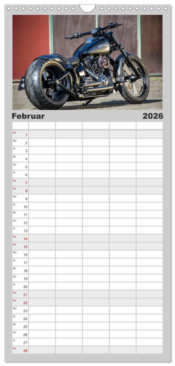Beispielinhalt (Bild) Familienplaner 2026 - Best of Custom- and Showbikes mit 5 Spalten (Wandkalender, 21 x 45 cm) CALVENDO