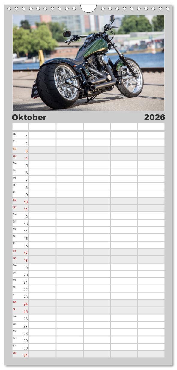 Beispielinhalt (Bild) Familienplaner 2026 - Best of Custom- and Showbikes mit 5 Spalten (Wandkalender, 21 x 45 cm) CALVENDO
