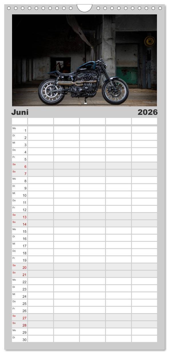 Beispielinhalt (Bild) Familienplaner 2026 - Best of Custom- and Showbikes mit 5 Spalten (Wandkalender, 21 x 45 cm) CALVENDO