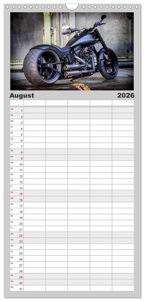 Beispielinhalt (Bild) Familienplaner 2026 - Best of Custom- and Showbikes mit 5 Spalten (Wandkalender, 21 x 45 cm) CALVENDO