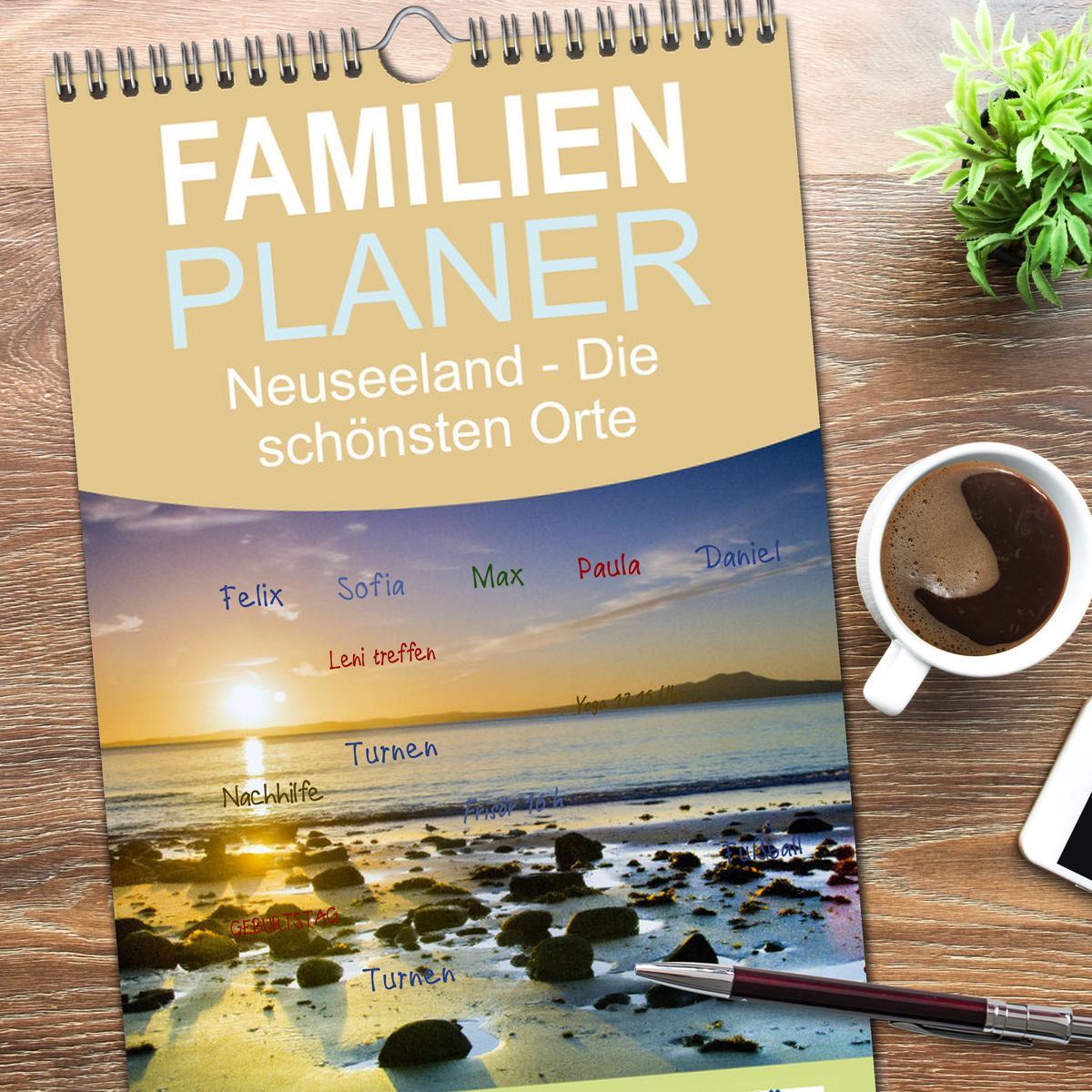 Beispielinhalt (Bild) Familienplaner 2026 - Neuseeland - Die schönsten Orte am anderen Ende der Welt mit 5 Spalten (Wandkalender, 21 x 45 cm) CALVENDO
