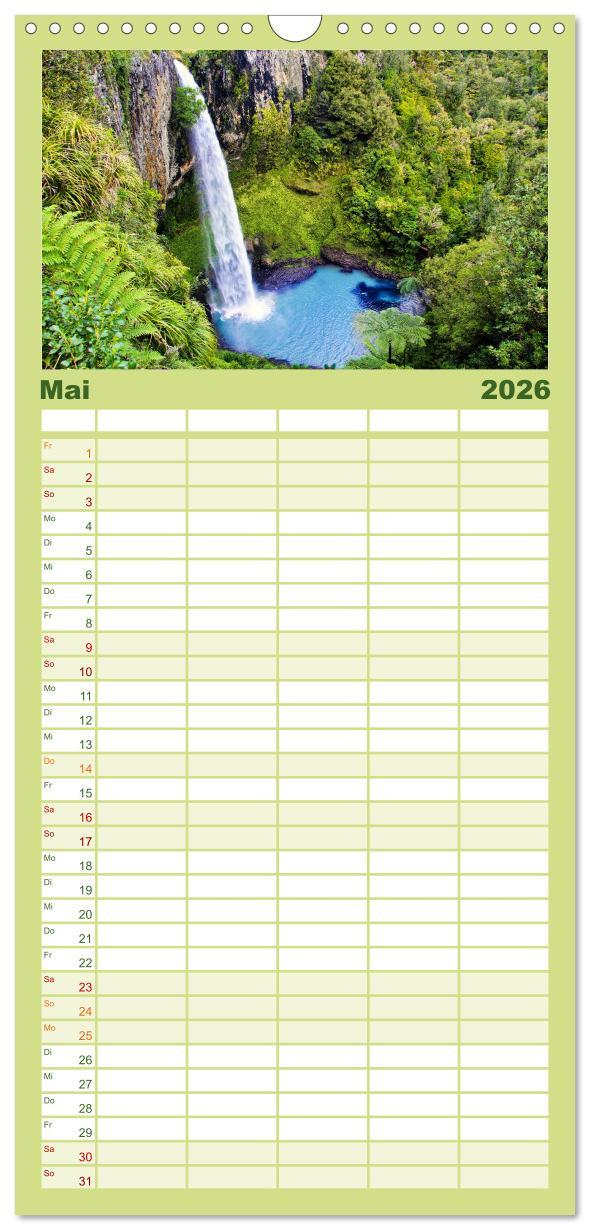 Beispielinhalt (Bild) Familienplaner 2026 - Neuseeland - Die schönsten Orte am anderen Ende der Welt mit 5 Spalten (Wandkalender, 21 x 45 cm) CALVENDO
