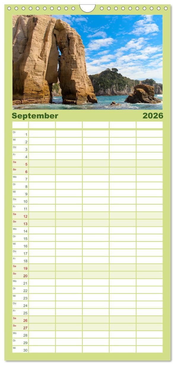 Beispielinhalt (Bild) Familienplaner 2026 - Neuseeland - Die schönsten Orte am anderen Ende der Welt mit 5 Spalten (Wandkalender, 21 x 45 cm) CALVENDO