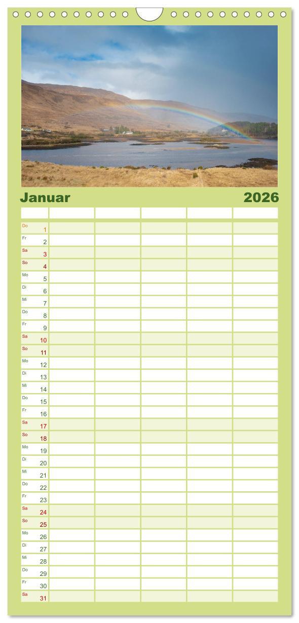 Beispielinhalt (Bild) Familienplaner 2026 - Irland. Wild Atlantic Views. mit 5 Spalten (Wandkalender, 21 x 45 cm) CALVENDO