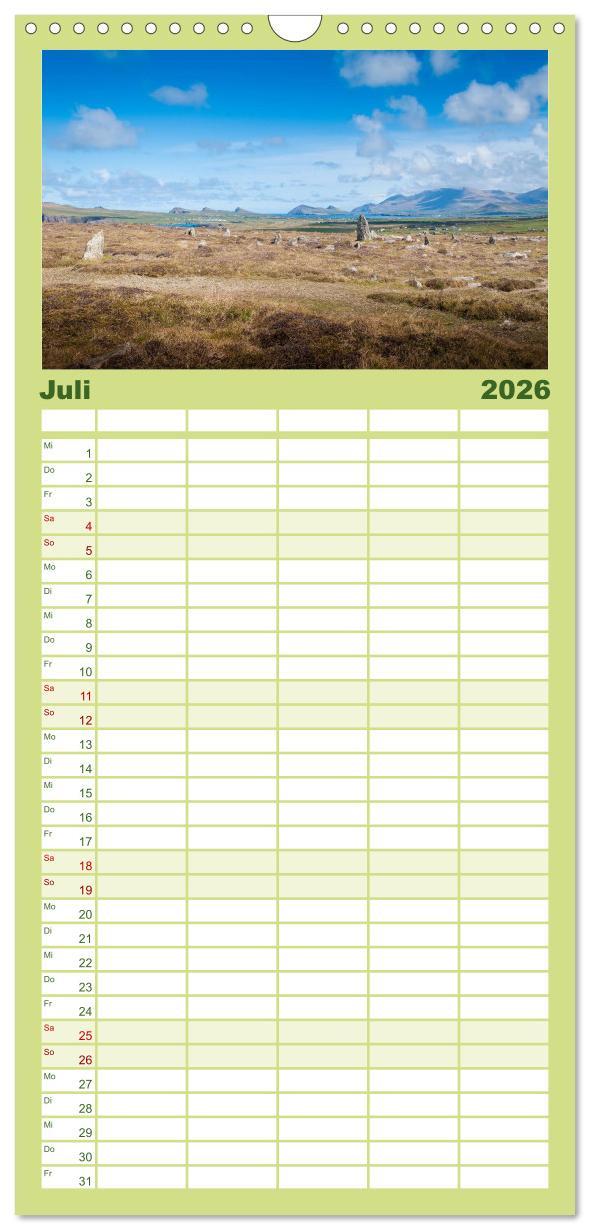 Beispielinhalt (Bild) Familienplaner 2026 - Irland. Wild Atlantic Views. mit 5 Spalten (Wandkalender, 21 x 45 cm) CALVENDO