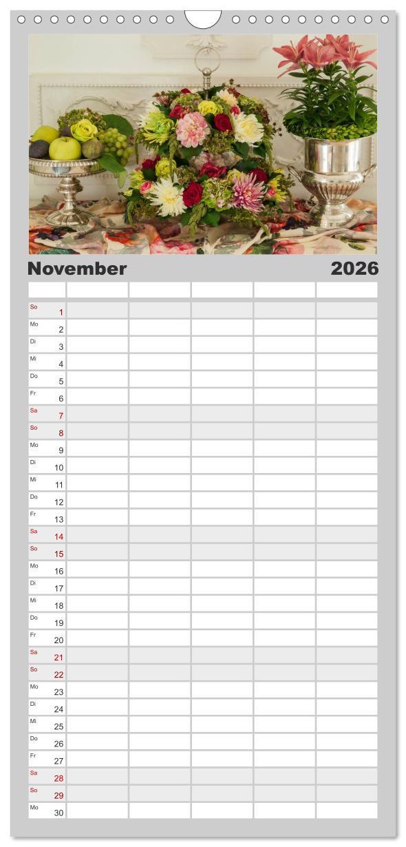 Beispielinhalt (Bild) Familienplaner 2026 - Raum für Blumen mit 5 Spalten (Wandkalender, 21 x 45 cm) CALVENDO
