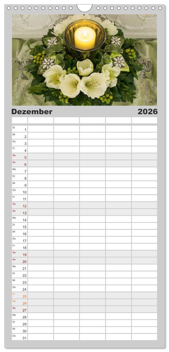 Beispielinhalt (Bild) Familienplaner 2026 - Raum für Blumen mit 5 Spalten (Wandkalender, 21 x 45 cm) CALVENDO