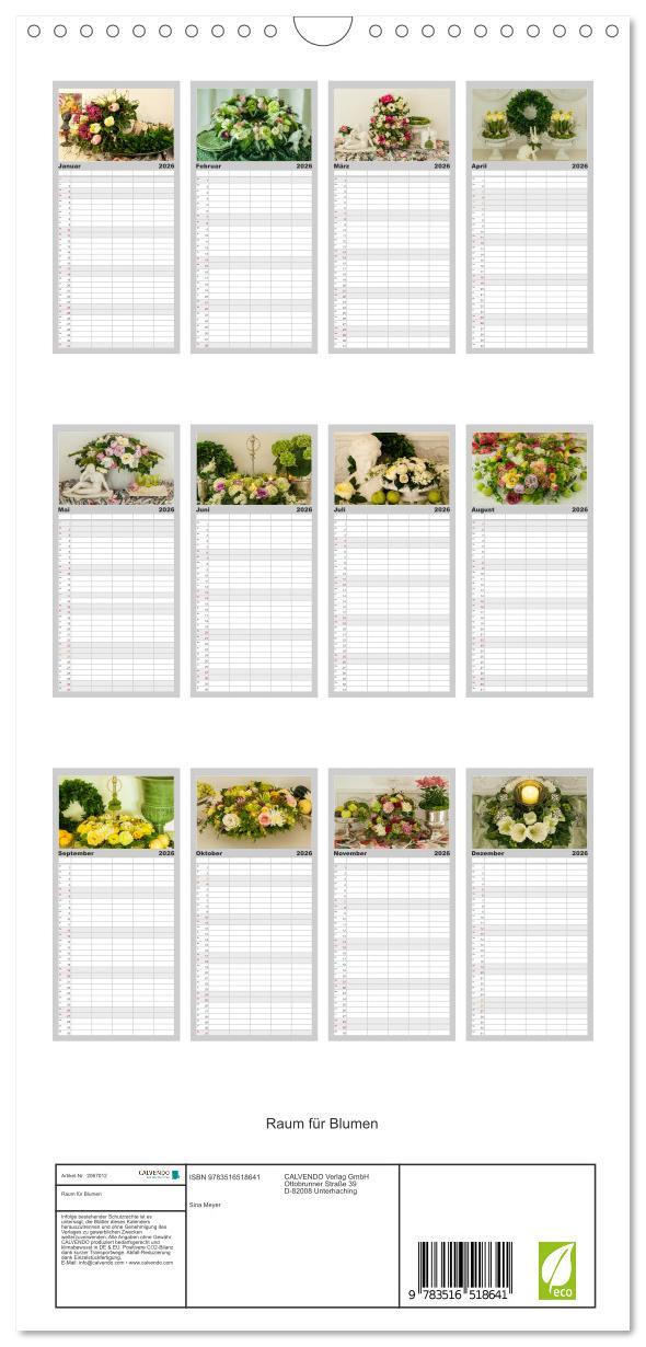 Beispielinhalt (Bild) Familienplaner 2026 - Raum für Blumen mit 5 Spalten (Wandkalender, 21 x 45 cm) CALVENDO