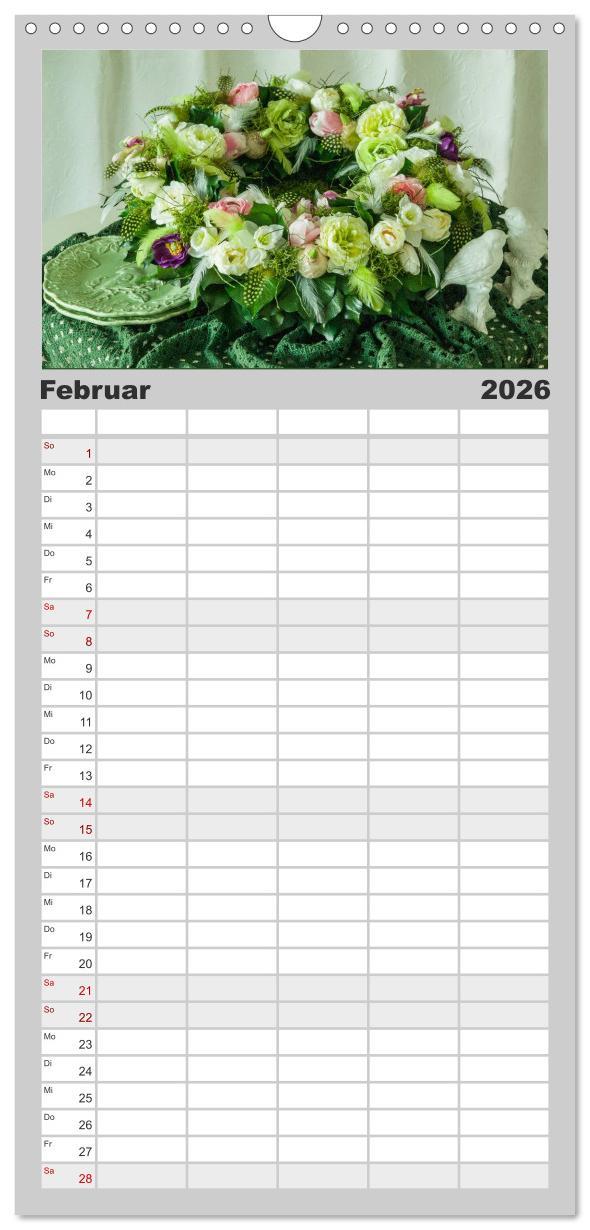 Beispielinhalt (Bild) Familienplaner 2026 - Raum für Blumen mit 5 Spalten (Wandkalender, 21 x 45 cm) CALVENDO