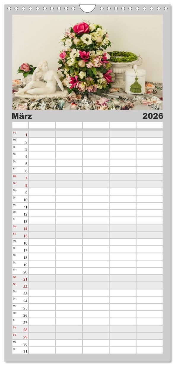 Beispielinhalt (Bild) Familienplaner 2026 - Raum für Blumen mit 5 Spalten (Wandkalender, 21 x 45 cm) CALVENDO