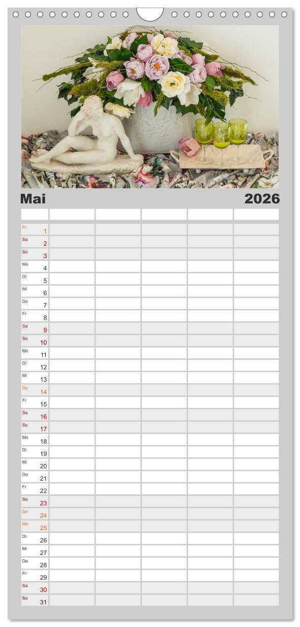 Beispielinhalt (Bild) Familienplaner 2026 - Raum für Blumen mit 5 Spalten (Wandkalender, 21 x 45 cm) CALVENDO
