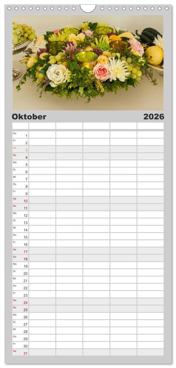 Beispielinhalt (Bild) Familienplaner 2026 - Raum für Blumen mit 5 Spalten (Wandkalender, 21 x 45 cm) CALVENDO