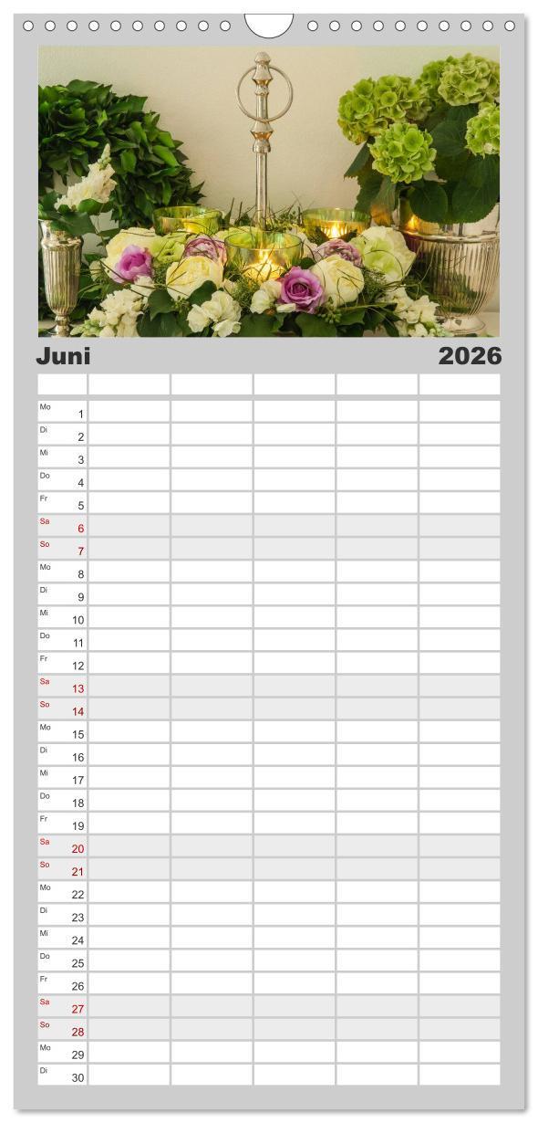 Beispielinhalt (Bild) Familienplaner 2026 - Raum für Blumen mit 5 Spalten (Wandkalender, 21 x 45 cm) CALVENDO