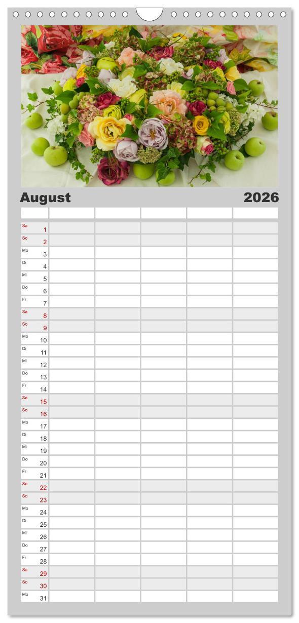 Beispielinhalt (Bild) Familienplaner 2026 - Raum für Blumen mit 5 Spalten (Wandkalender, 21 x 45 cm) CALVENDO
