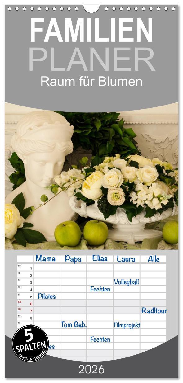 Vorderes Coverbild Familienplaner 2026 - Raum für Blumen mit 5 Spalten (Wandkalender, 21 x 45 cm) CALVENDO