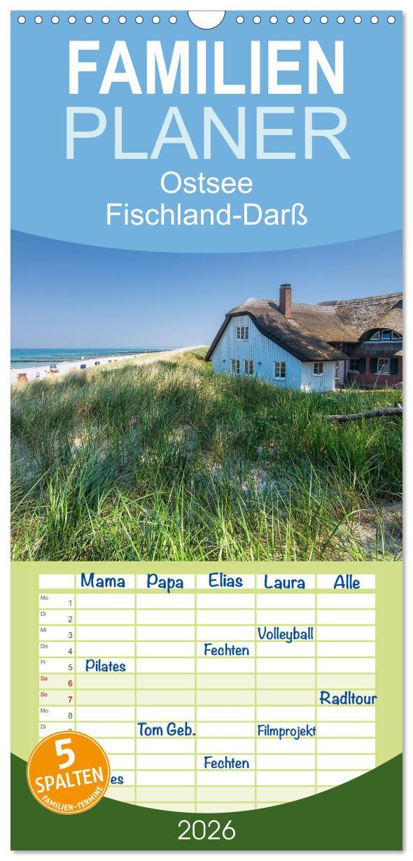 Vorderes Coverbild Familienplaner 2026 - Ostsee, Fischland-Darß mit 5 Spalten (Wandkalender, 21 x 45 cm) CALVENDO