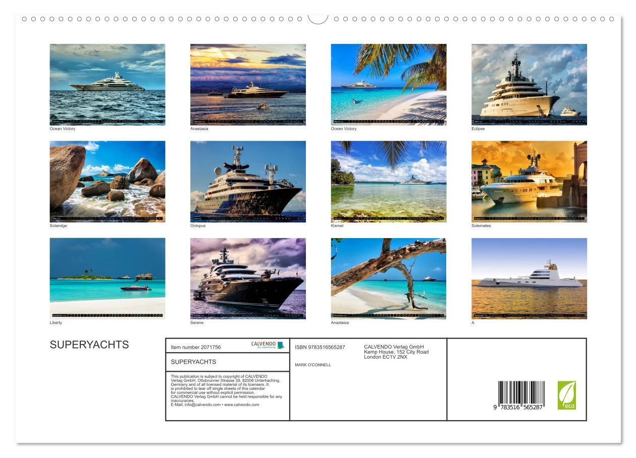Beispielinhalt (Bild) SUPERYACHTS (High Quality Premium Wall Calendar 2026 DIN A2 landscape),CALVENDO 12 Month Wall Calendar