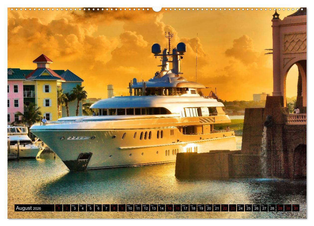 Beispielinhalt (Bild) SUPERYACHTS (High Quality Premium Wall Calendar 2026 DIN A2 landscape),CALVENDO 12 Month Wall Calendar