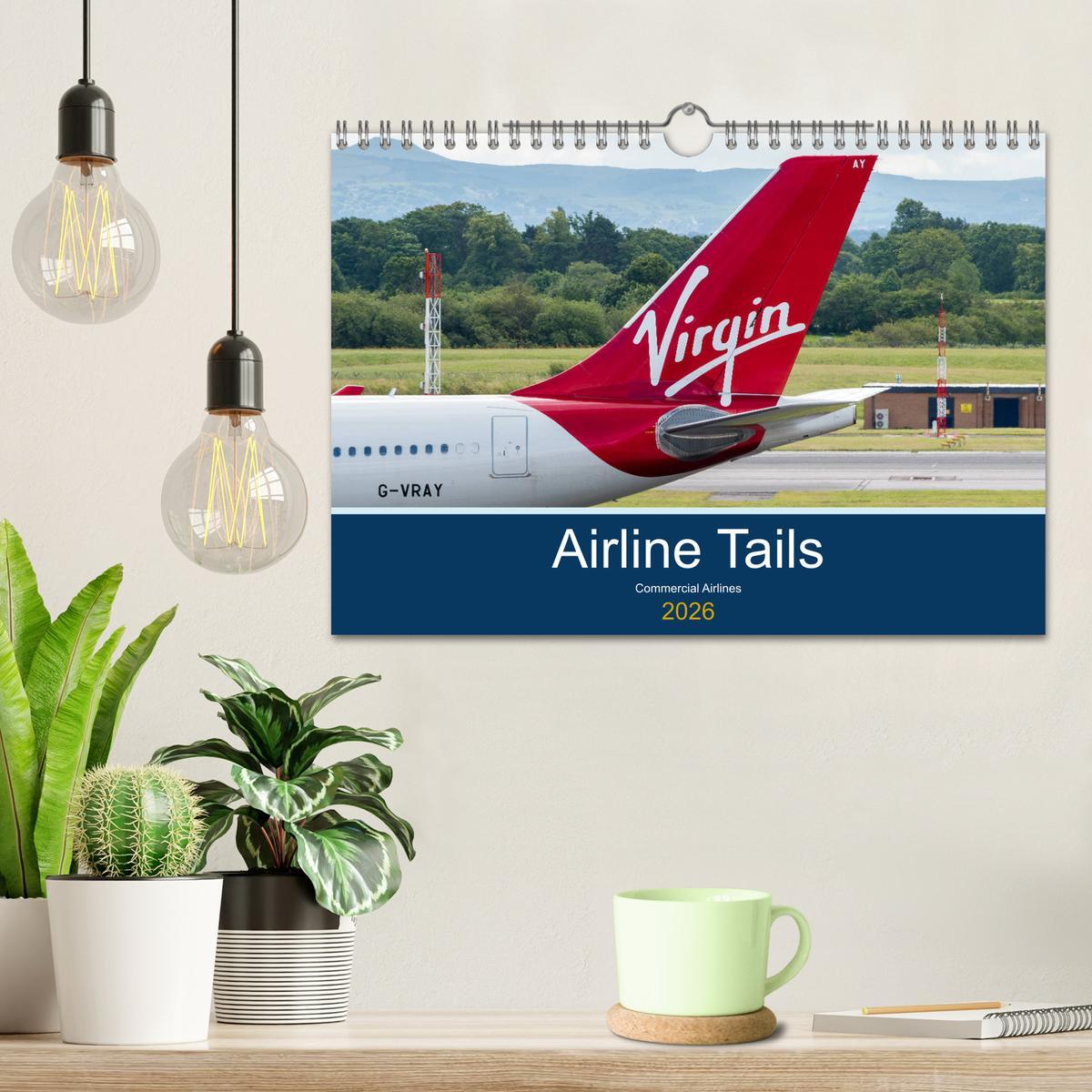 Beispielinhalt (Bild) Airline Tails (Wall Calendar 2026 DIN A4 landscape), CALVENDO 12 Month Wall Calendar