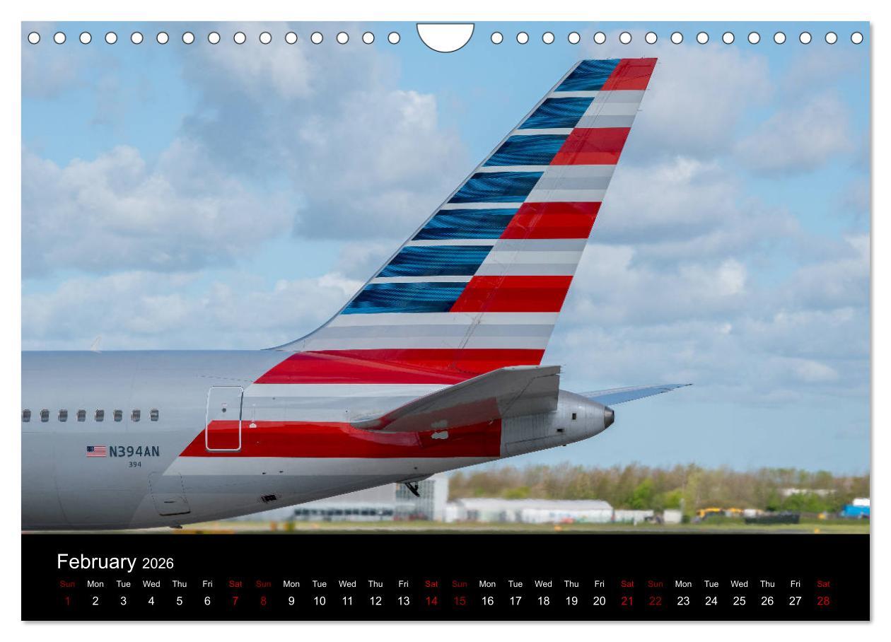 Beispielinhalt (Bild) Airline Tails (Wall Calendar 2026 DIN A4 landscape), CALVENDO 12 Month Wall Calendar