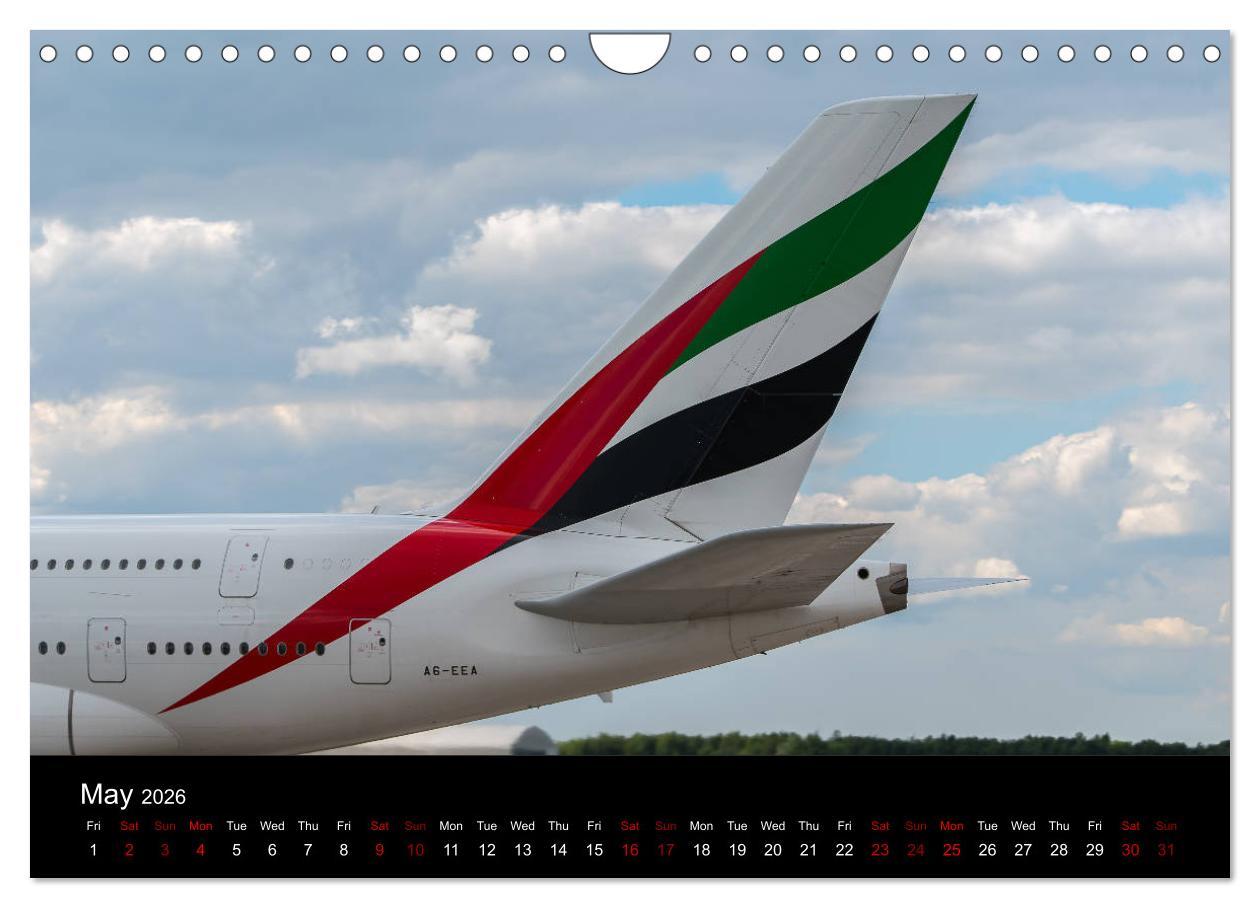 Beispielinhalt (Bild) Airline Tails (Wall Calendar 2026 DIN A4 landscape), CALVENDO 12 Month Wall Calendar