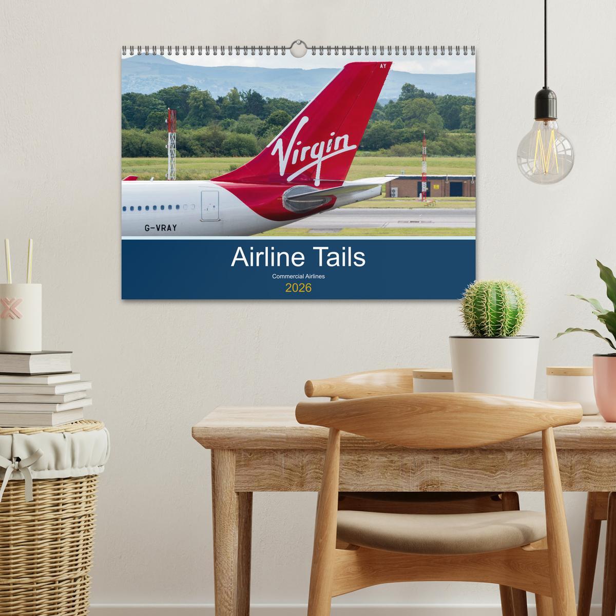 Beispielinhalt (Bild) Airline Tails (Wall Calendar 2026 DIN A3 landscape), CALVENDO 12 Month Wall Calendar