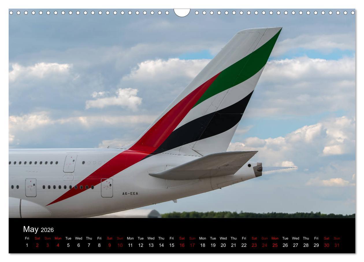 Beispielinhalt (Bild) Airline Tails (Wall Calendar 2026 DIN A3 landscape), CALVENDO 12 Month Wall Calendar