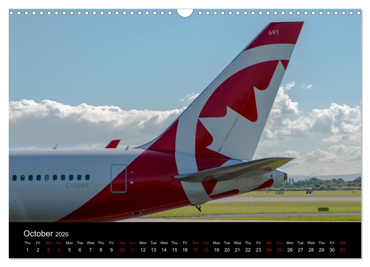 Beispielinhalt (Bild) Airline Tails (Wall Calendar 2026 DIN A3 landscape), CALVENDO 12 Month Wall Calendar