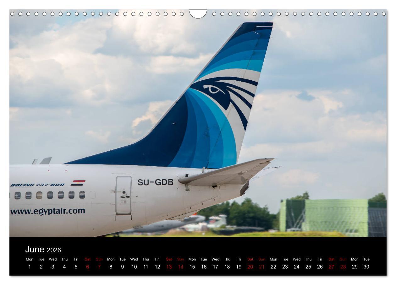 Beispielinhalt (Bild) Airline Tails (Wall Calendar 2026 DIN A3 landscape), CALVENDO 12 Month Wall Calendar