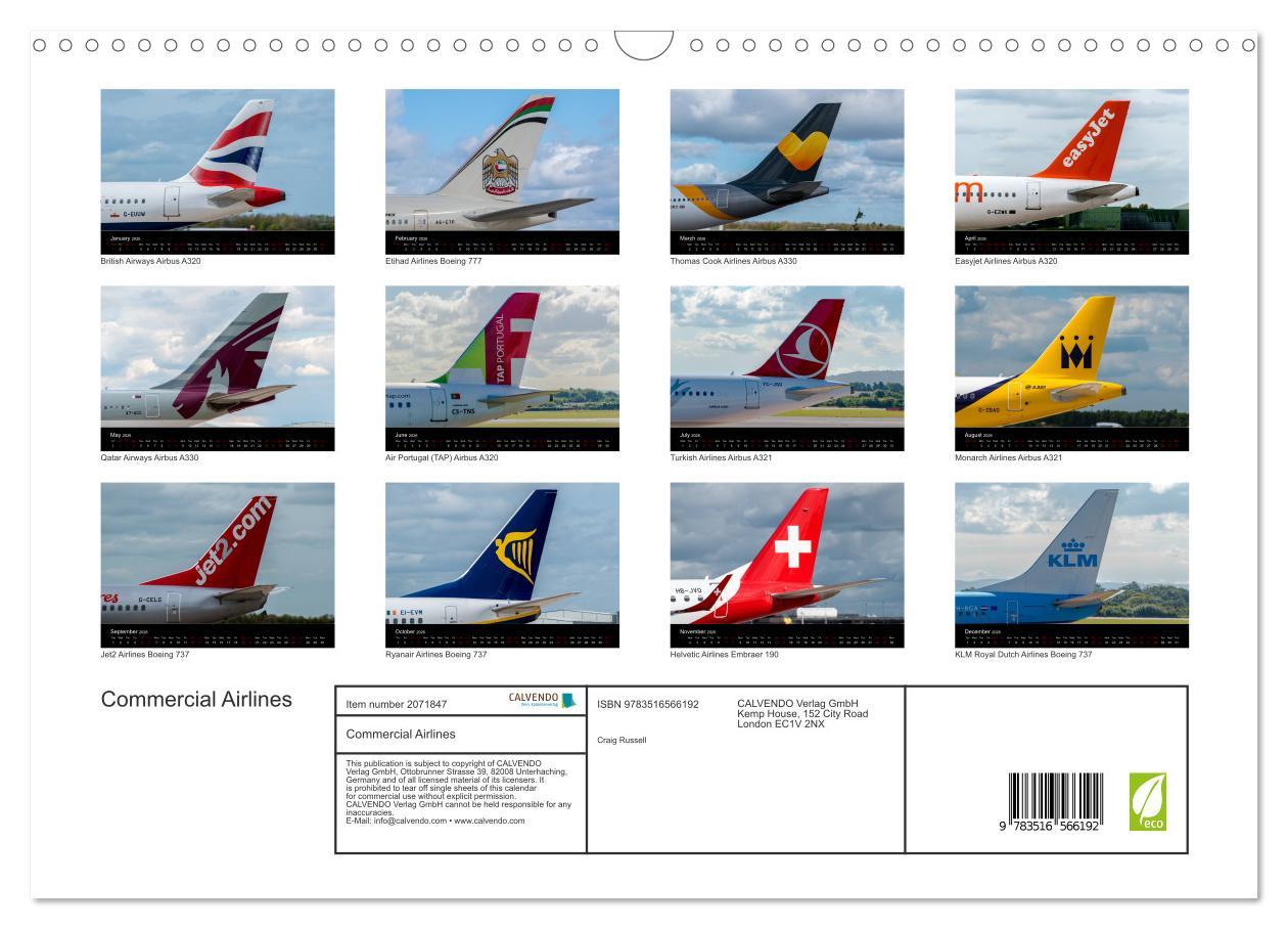 Beispielinhalt (Bild) Commercial Airlines (Wall Calendar 2026 DIN A3 landscape), CALVENDO 12 Month Wall Calendar