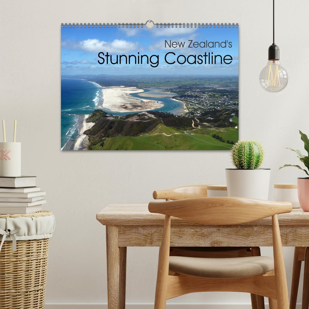 Beispielinhalt (Bild) New Zealand's Stunning Coastline (Wall Calendar 2026 DIN A3 landscape), CALVENDO 12 Month Wall Calendar
