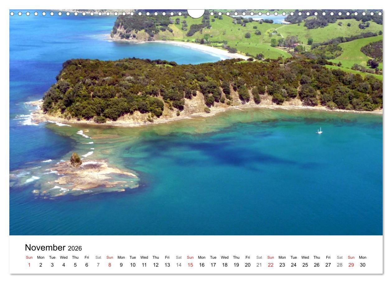 Beispielinhalt (Bild) New Zealand's Stunning Coastline (Wall Calendar 2026 DIN A3 landscape), CALVENDO 12 Month Wall Calendar