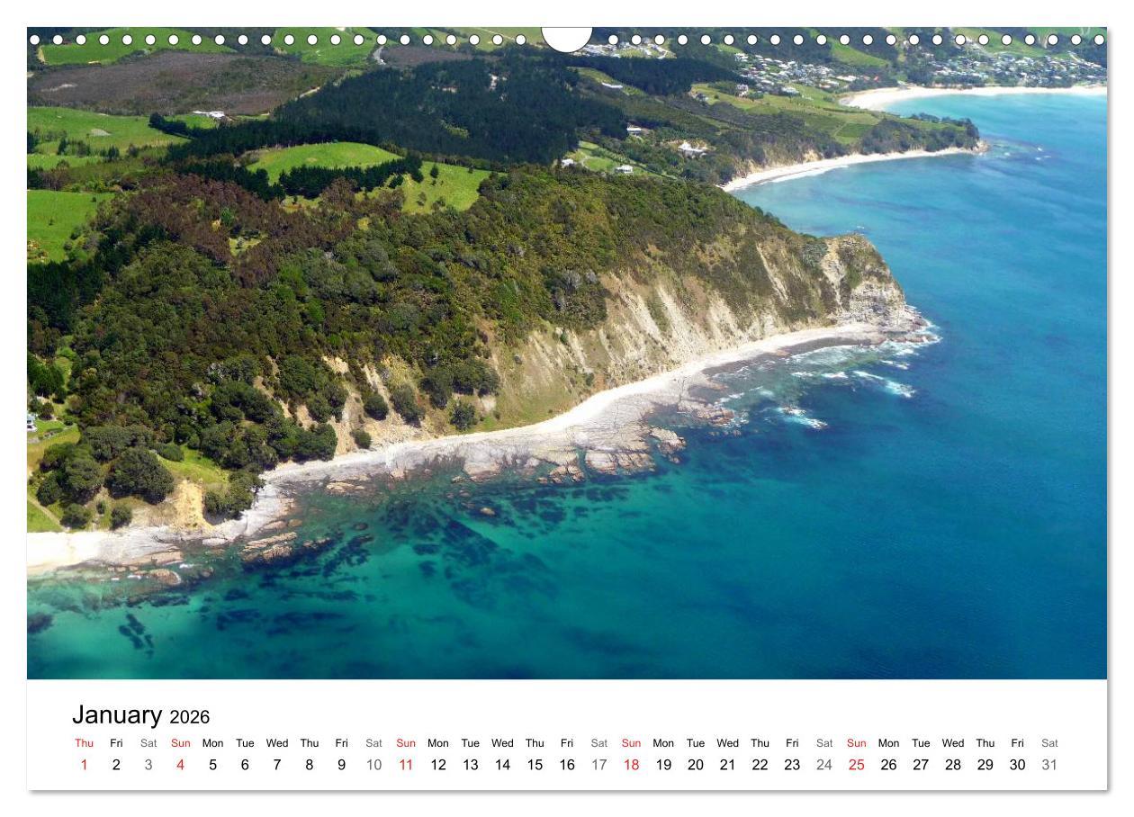 Beispielinhalt (Bild) New Zealand's Stunning Coastline (Wall Calendar 2026 DIN A3 landscape), CALVENDO 12 Month Wall Calendar