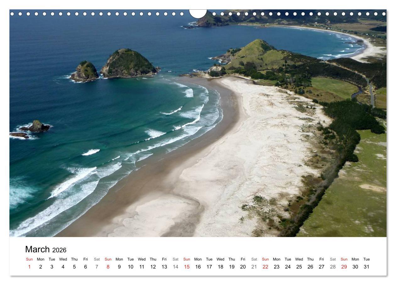 Beispielinhalt (Bild) New Zealand's Stunning Coastline (Wall Calendar 2026 DIN A3 landscape), CALVENDO 12 Month Wall Calendar
