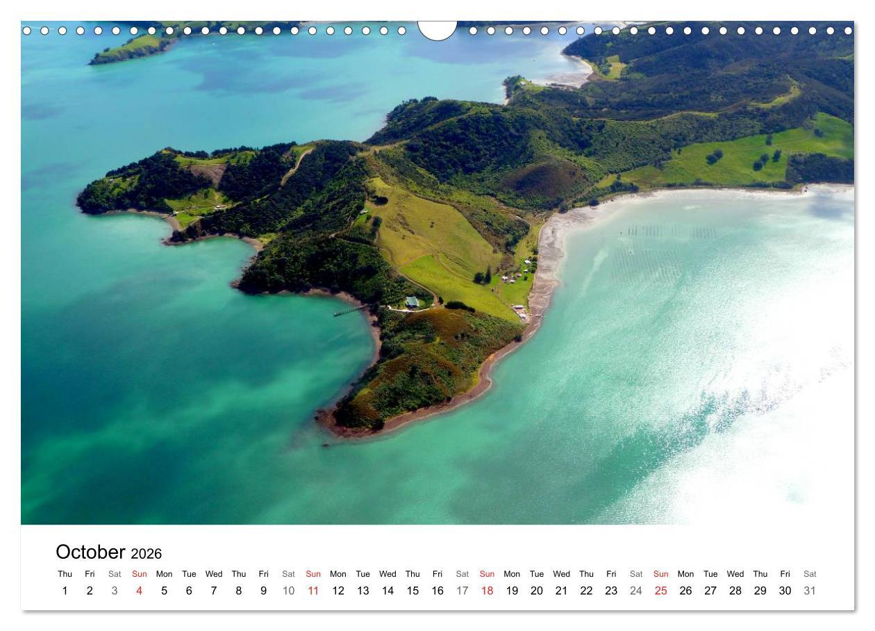 Beispielinhalt (Bild) New Zealand's Stunning Coastline (Wall Calendar 2026 DIN A3 landscape), CALVENDO 12 Month Wall Calendar
