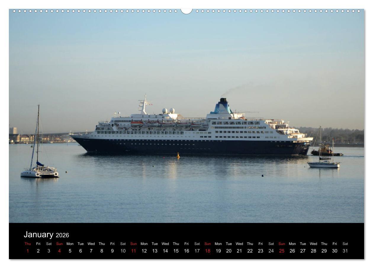 Beispielinhalt (Bild) Cruise Southampton (High Quality Premium Wall Calendar 2026 DIN A2 landscape),CALVENDO 12 Month Wall Calendar