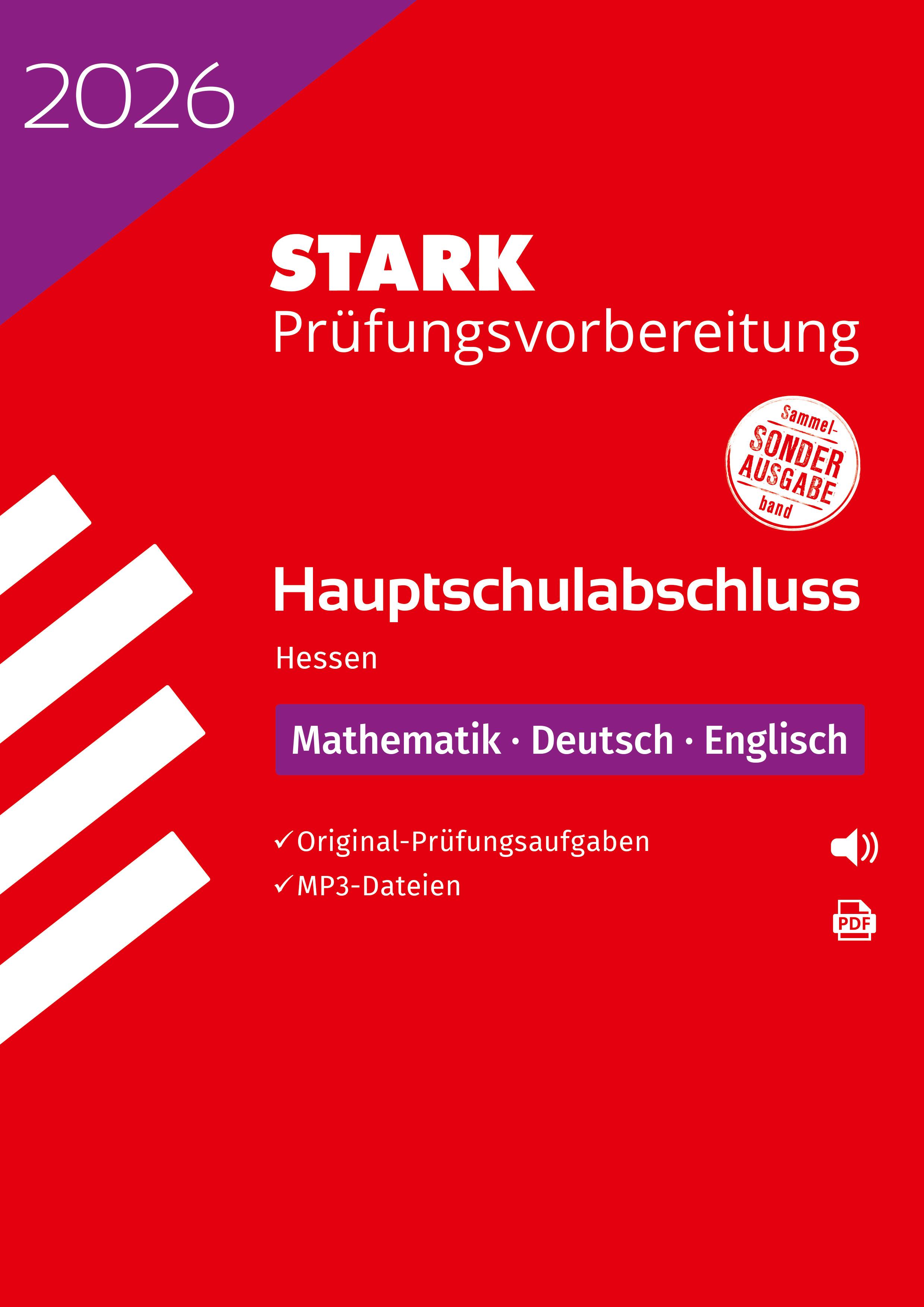 Vorderes Coverbild STARK Mathematik, Deutsch, Englisch - Hauptschulabschluss 2026 Hessen - Prüfungsvorbereitung