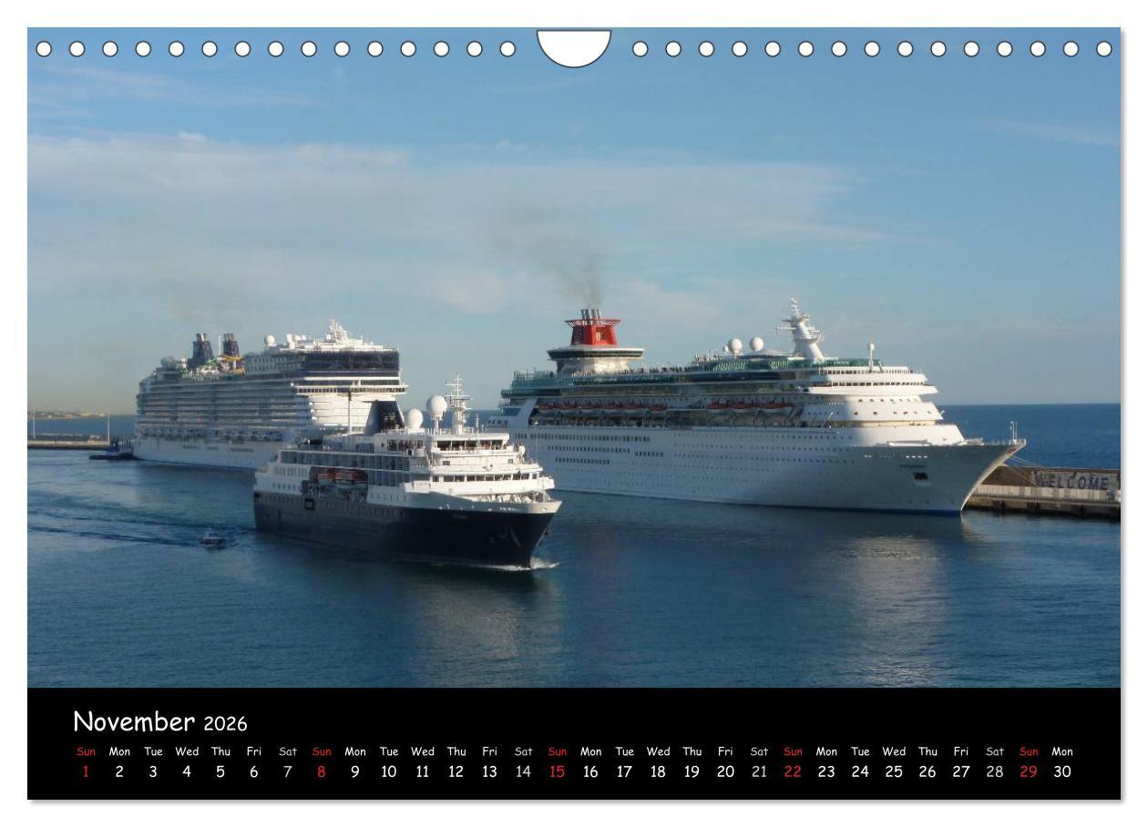 Beispielinhalt (Bild) Cruise ships around the world (Wall Calendar 2026 DIN A4 landscape), CALVENDO 12 Month Wall Calendar